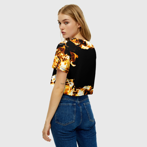 Женская футболка Crop-top 3D Paramore рок кот и огонь, цвет 3D печать - фото 5