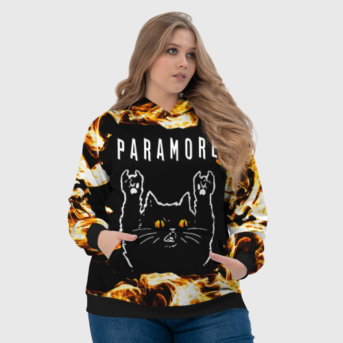 Женская толстовка 3D Paramore рок кот и огонь, цвет 3D печать - фото 6