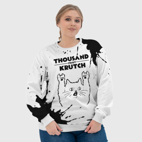 Женский свитшот 3D Thousand Foot Krutch рок кот на светлом фоне, цвет 3D печать - фото 6