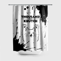 Штора 3D для ванной Thousand Foot Krutch рок кот на светлом фоне