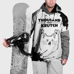 Накидка на куртку 3D Thousand Foot Krutch рок кот на светлом фоне