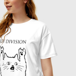 Женская футболка хлопок Oversize Joy Division - rock cat - фото 2
