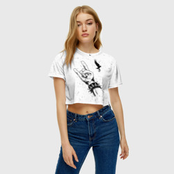 Женская футболка Crop-top 3D Hollywood Undead и рок символ - фото 2