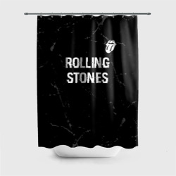 Штора 3D для ванной Rolling Stones glitch на темном фоне: символ сверху