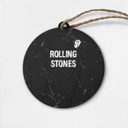 Деревянная игрушка круг Rolling Stones glitch на темном фоне: символ сверху