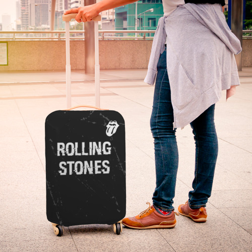 Чехол для чемодана 3D Rolling Stones glitch на темном фоне: символ сверху, цвет 3D печать - фото 4