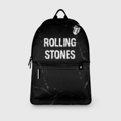 Рюкзак с принтом Rolling Stones glitch на темном фоне: символ сверху для любого человека, вид спереди №3. Цвет основы: белый