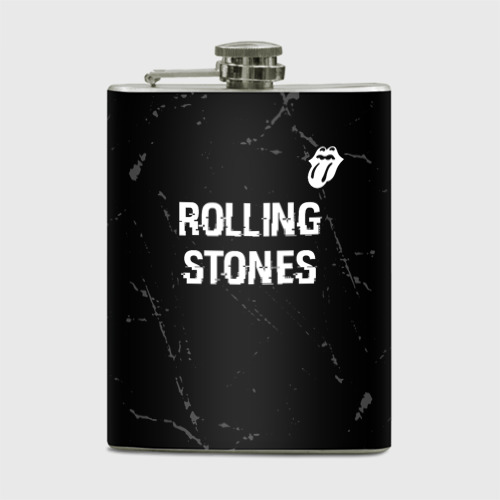 Фляга Rolling Stones glitch на темном фоне: символ сверху