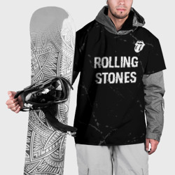 Накидка на куртку 3D Rolling Stones glitch на темном фоне: символ сверху