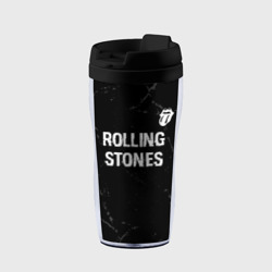 Термокружка-непроливайка Rolling Stones glitch на темном фоне: символ сверху