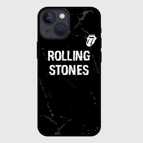 Чехол для iPhone 13 mini Rolling Stones glitch на темном фоне: символ сверху