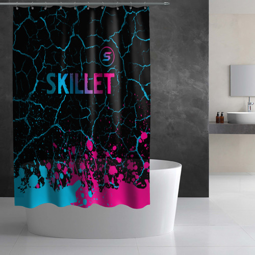 Штора 3D для ванной Skillet - neon gradient: символ сверху - фото 2