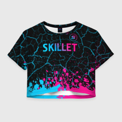 Женская футболка Crop-top 3D Skillet - neon gradient: символ сверху