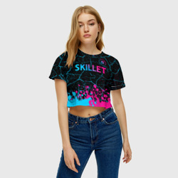 Женская футболка Crop-top 3D Skillet - neon gradient: символ сверху - фото 2