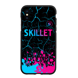 Чехол для iPhone XS Max матовый Skillet - neon gradient: символ сверху