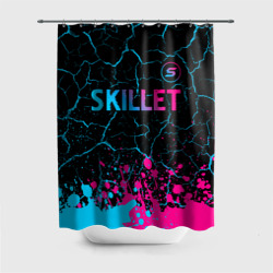 Штора 3D для ванной Skillet - neon gradient: символ сверху