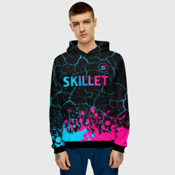 Мужская толстовка 3D Skillet - neon gradient: символ сверху - фото 2