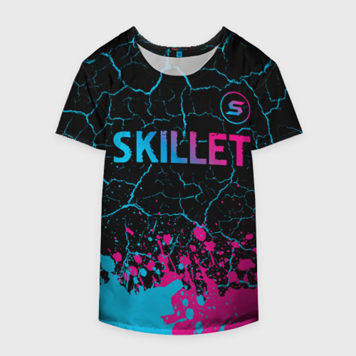 Накидка на куртку 3D Skillet - neon gradient: символ сверху, цвет 3D печать - фото 4