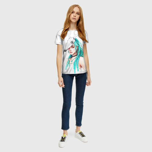 Женская футболка 3D Девушка с черепом оленя, цвет 3D печать - фото 5