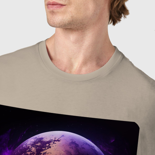 Мужская футболка хлопок Абстрактная планета, цвет миндальный - фото 6