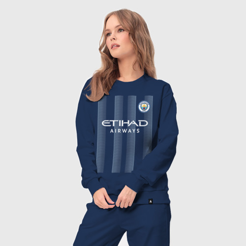 Женский костюм хлопок Эрлинг Холанд Манчестер Сити форма 23-24, цвет темно-синий - фото 5