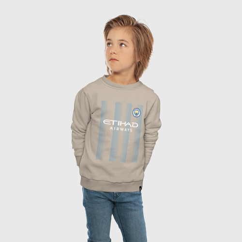 Детский свитшот хлопок Эрлинг Холанд Манчестер Сити форма 23-24, цвет миндальный - фото 5