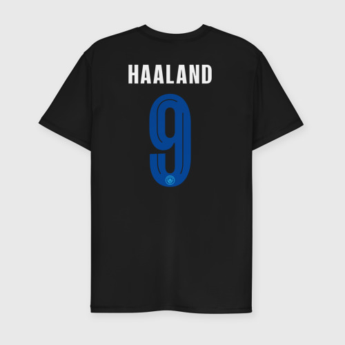Мужская футболка хлопок Slim Эрлинг Холанд Манчестер Сити форма 23-24, цвет черный - фото 2