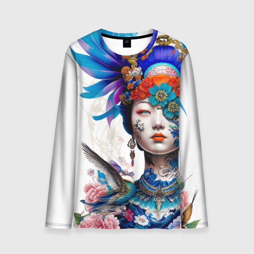 Мужской лонгслив 3D Japanese girl - irezumi - tattoo, цвет 3D печать