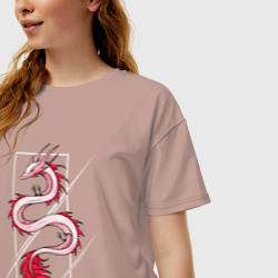 Женская футболка хлопок Oversize Kinn дракон - фото 2