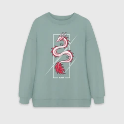 Женский свитшот oversize без начеса хлопок Kinn дракон