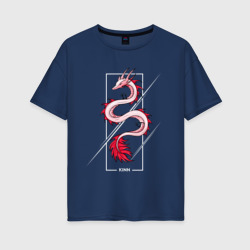 Kinn дракон – Женская футболка хлопок Oversize с принтом купить со скидкой в -16%