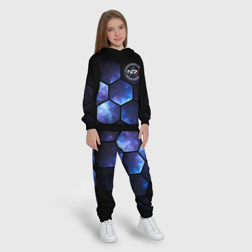 Детский костюм с толстовкой с принтом Mass Effect - N7 - Космос, вид сбоку #3