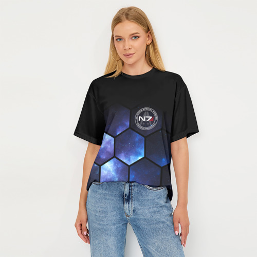 Женская футболка oversize 3D Mass Effect - N7 - Космос, цвет 3D печать - фото 5