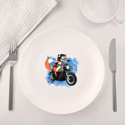 Набор: тарелка + кружка Лис на мотоцикле - фото 2