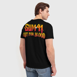Футболка с принтом Sum41 - Out for blood для мужчины, вид на модели сзади №2. Цвет основы: белый