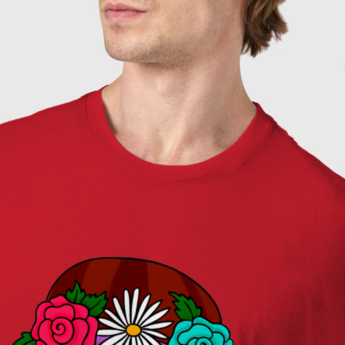 Мужская футболка хлопок Милая женская черепушка, цвет красный - фото 6