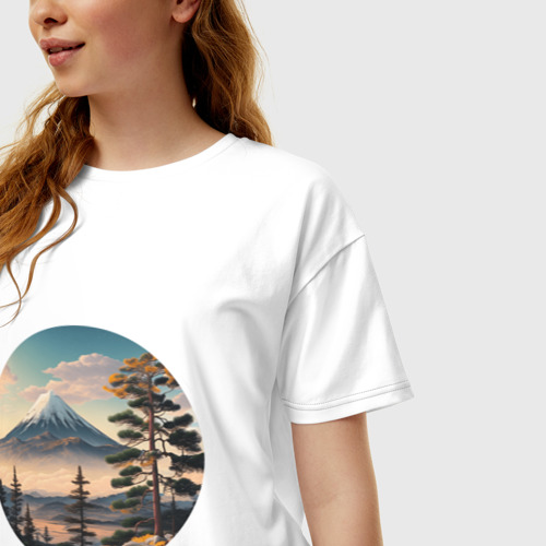 Женская футболка хлопок Oversize Природа Японии и Дальнего Востока, цвет белый - фото 3