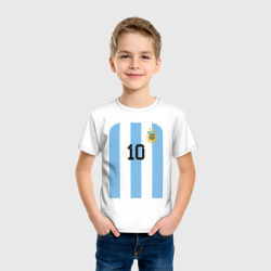 Футболка с принтом Месси сборная Аргентины ЧМ 2022 для мужчины, вид на модели спереди №2. Цвет основы: белый
