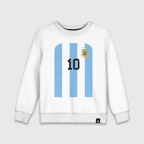 Детский свитшот хлопок с принтом Месси сборная Аргентины ЧМ 2022, вид спереди #2