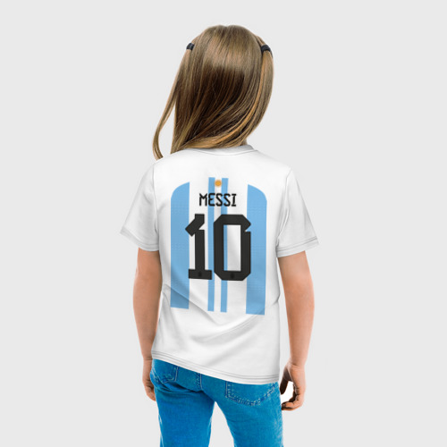 Детская футболка хлопок Месси сборная Аргентины ЧМ 2022, цвет белый - фото 6