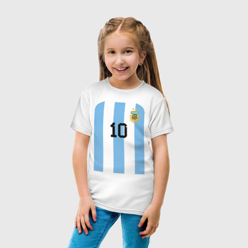 Детская футболка хлопок Месси сборная Аргентины ЧМ 2022, цвет белый - фото 5