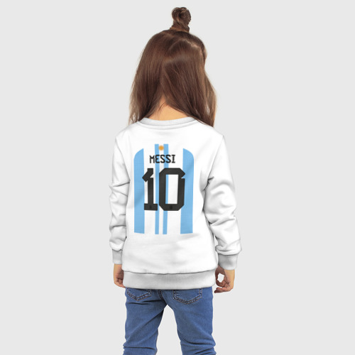 Детский свитшот хлопок с принтом Месси сборная Аргентины ЧМ 2022, вид сзади #2