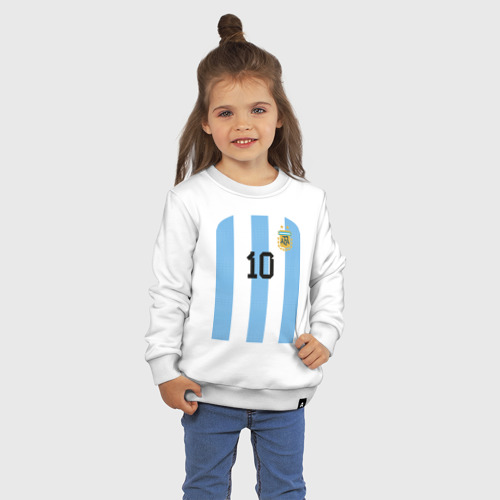 Детский свитшот хлопок с принтом Месси сборная Аргентины ЧМ 2022, фото на моделе #1