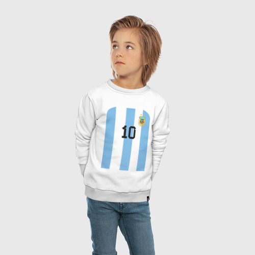 Детский свитшот хлопок с принтом Месси сборная Аргентины ЧМ 2022, вид сбоку #3