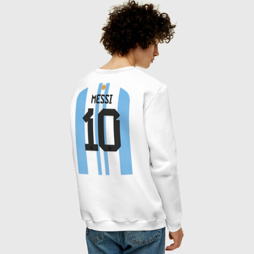 Мужской свитшот хлопок Месси сборная Аргентины ЧМ 2022, цвет белый - фото 4