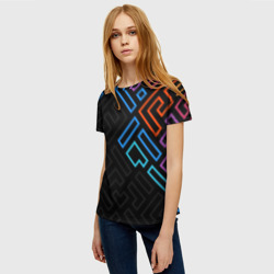 Женская футболка 3D Геометрические фигуры на тёмном фоне Тетрис - фото 2