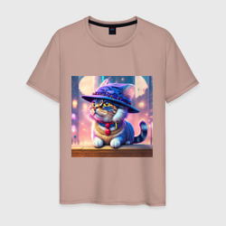Милый кот в шляпе – Мужская футболка хлопок с принтом купить со скидкой в -20%