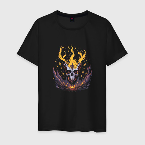 Мужская футболка хлопок Horror at the campfire, цвет черный