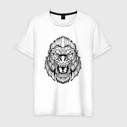 Мужская футболка хлопок B&W - Яростная горилла