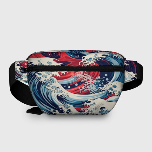 Поясная сумка 3D с принтом Морская волна паттерн, вид сзади #1